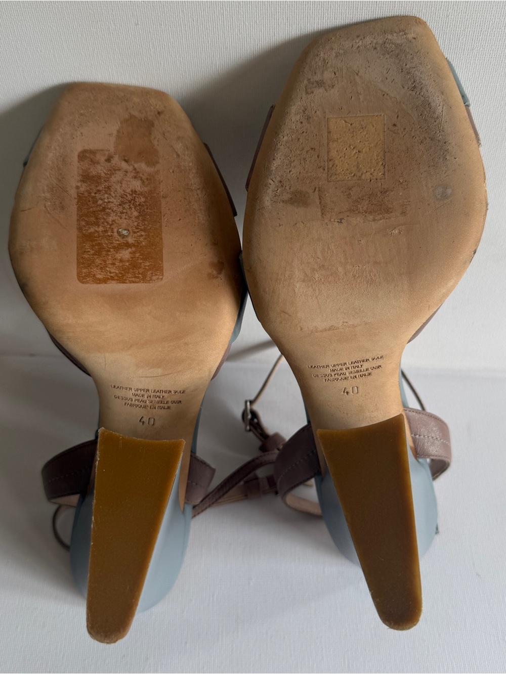Cavallini Women's Taupe and Slate Blue Bow Slingback Heel Sandals Women Size 9 - Picture 13 of 13